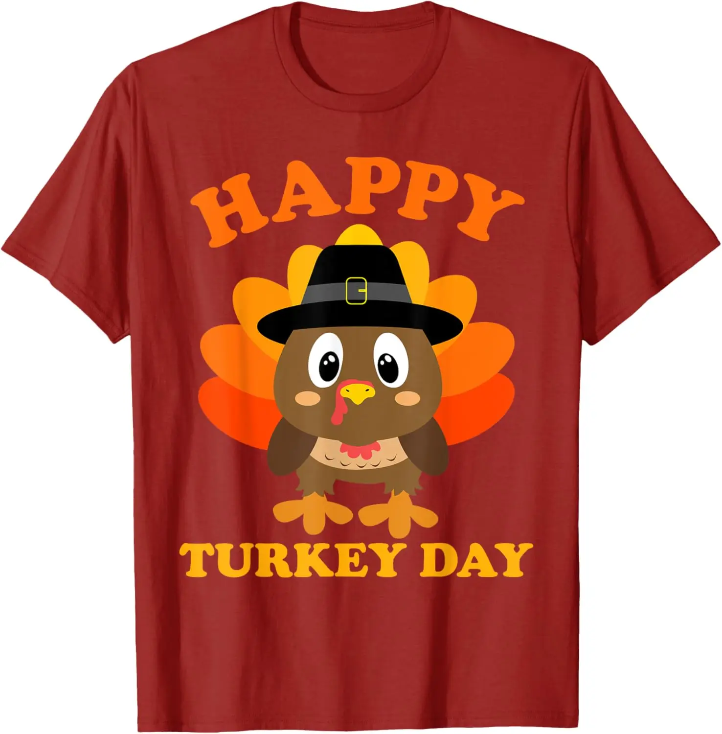 Happy Turkey Day Shirt Cute Little Pilgrim Gift Thanksgiving T-Shirt High Quality Cotton  Unisex  Funny Tshits Children Anime