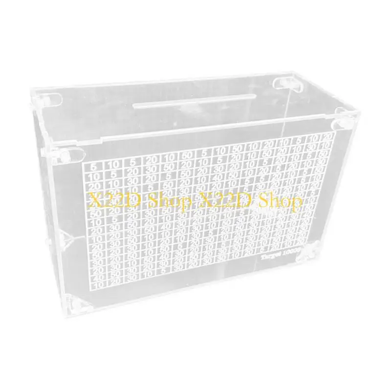 X22D Clear Acrylic Money Jar with Tickable Number Counter for Budgeting and Saving