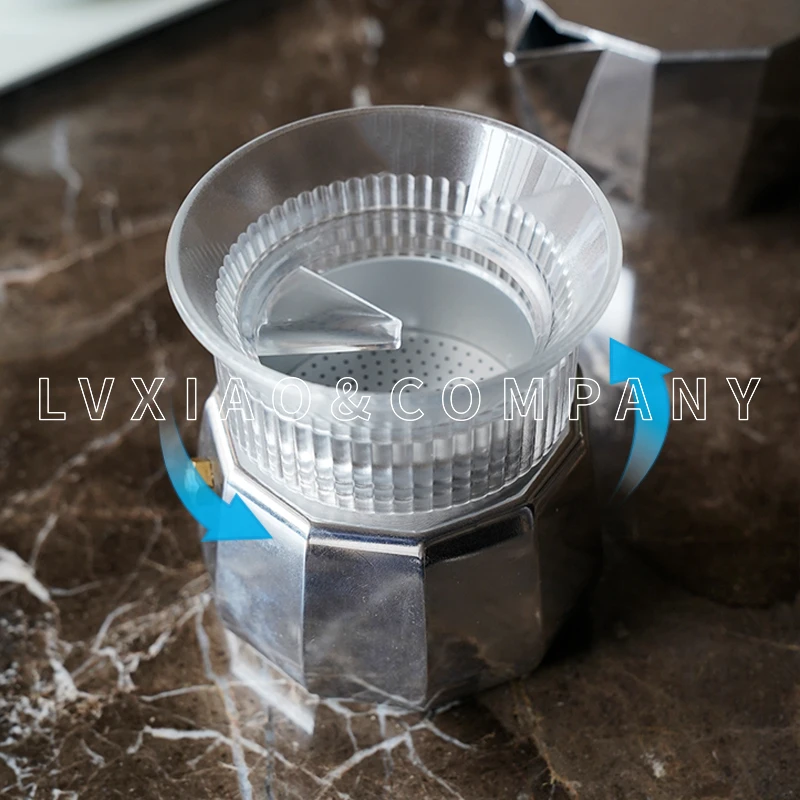 3/4/6 Cups Moka Pot Tamper Rotary Powder Dosing Ring Coffee Distributor Leveler Espresso Tool 55MM/60MM Fit for Most Moka Pot