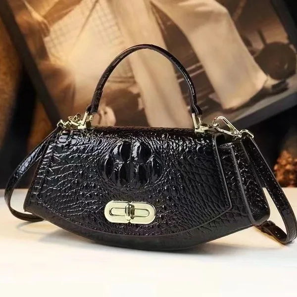 

Luxury Crocodile Pattern Leather Women's Bag Small Crossbody Shoulder Saddle Bags New Trend Mini Casual Handle Handbag Purses
