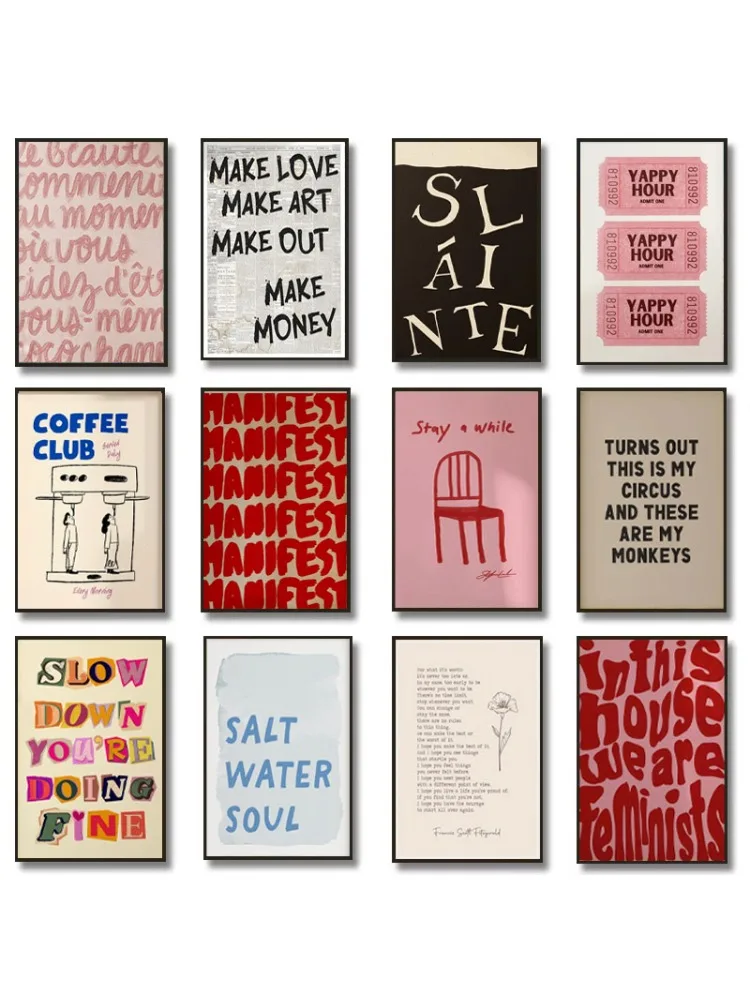 Affiche d'impression de texte Simple et tendance, décoration murale en toile Simple, décoration de maison d'art moderne, décoration de salon 1 pièce