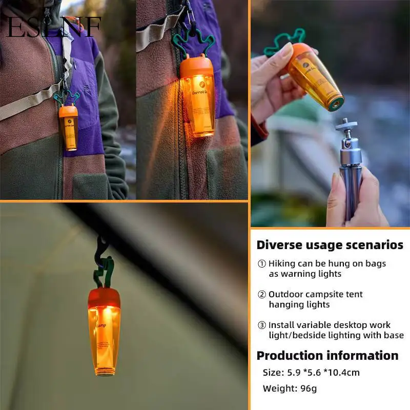 

ESLNF Outdoor Camping Cute Carrot LED Light Adjustable Outdoor Atmosphere Light, Long-lasting Camping Light