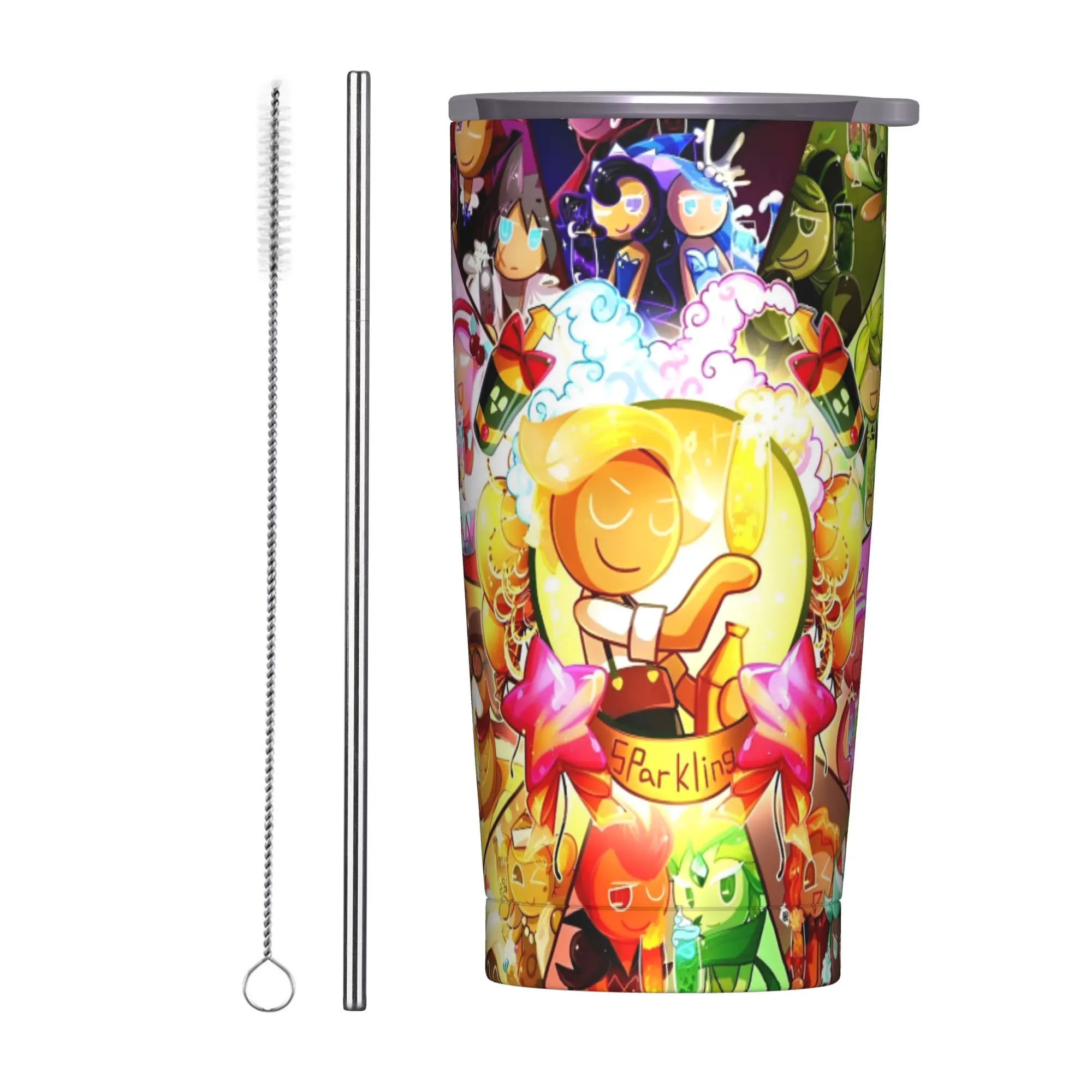 Cookies Runs Kingdoms Tumbler Vacuum Insulated  Thermal Cup with Lid Straw Travel Outdoor Mugs Spill Proof, 20oz