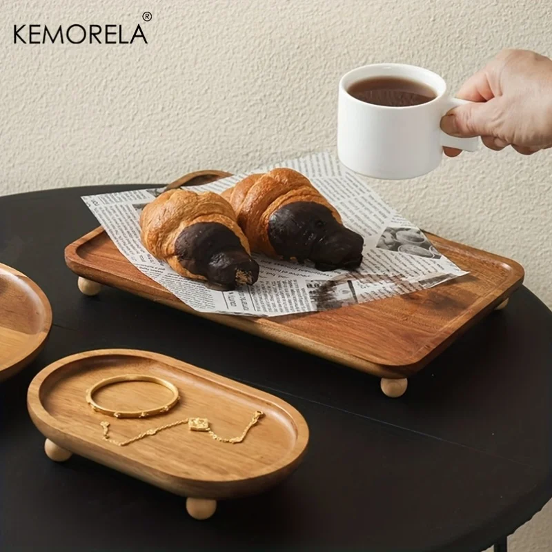صينية مطبخ عتيقة - حامل بقاعدة أنيق من الخشب الصلب، محمول للإفطار، تقديم الحفلات، منظم البار المنزلي وغرفة الطعام #2