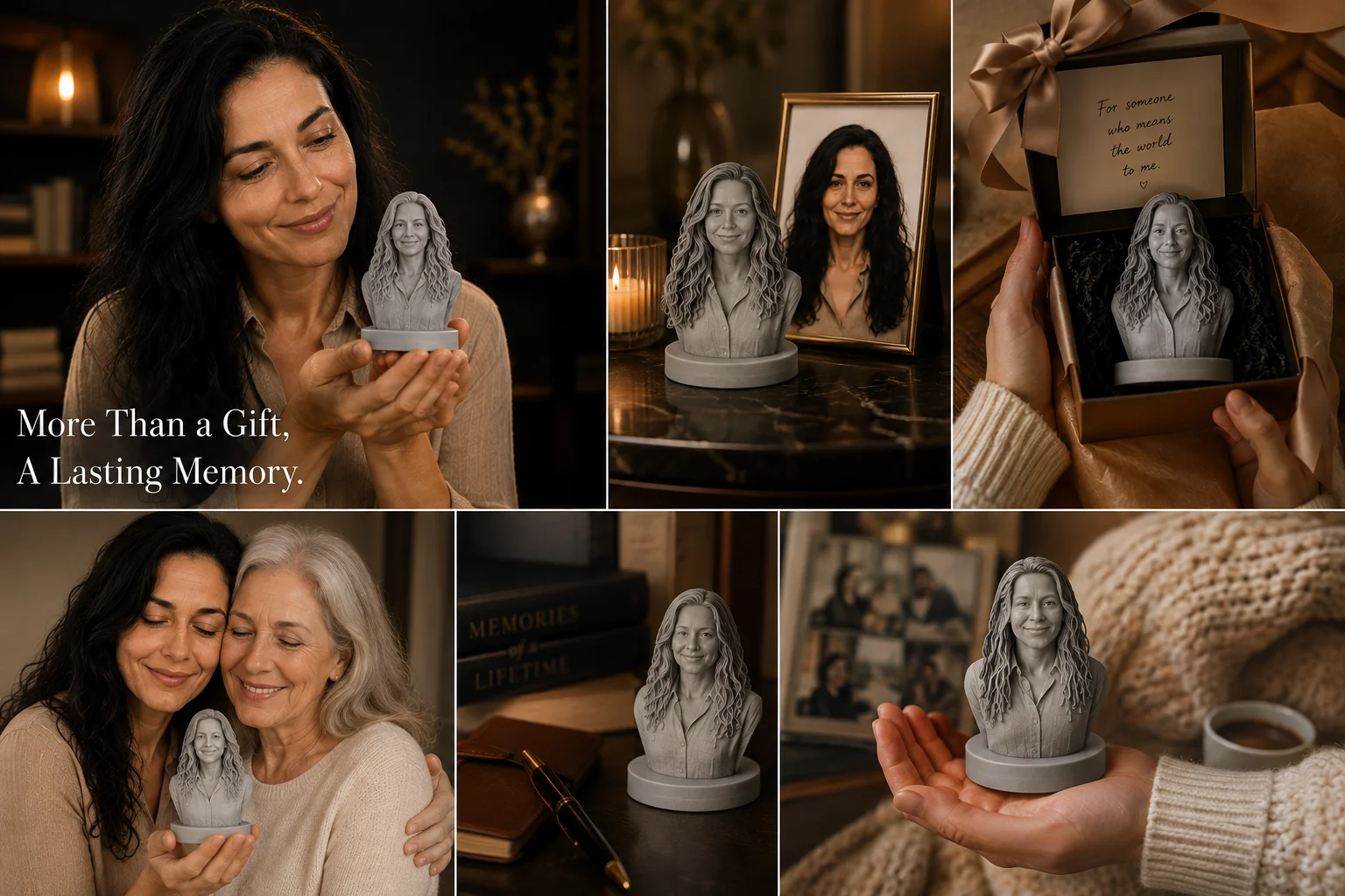Custom 3D Portrait from Photo Personalized Human Head Bust Face Sculpture Figurine Unique Birthday Gift for Parents Grandparents