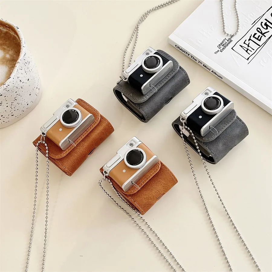 Luxury PU Leather shell For airpods 4 case 1/2/3 airpods pro 2 ins Camera pattern airpod2 / airpod3 Earphone bag air pod pro 2