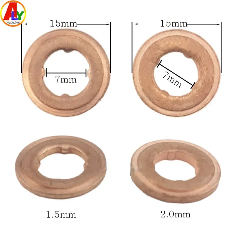 Free Ship! ALYTEST 50PCS 7x15mm Common Rail Injector Nozzle Copper Pad Gasket for Diesel  Sealing Repair Tool Parts