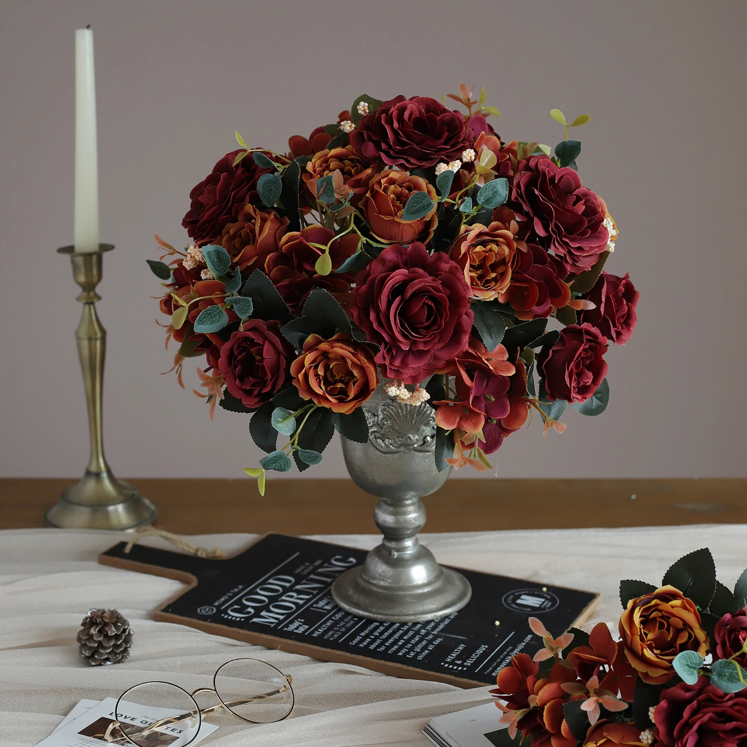 1PC Fall Artificial Peony Flowers Silk Hydrangea Rose Living Room Home Vase Garden Wedding Bridal Bouquet Diy Party Decoration - Image 3