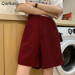 Solid Shorts Women High Waist Summer Students Simple All-match Loose Basic Casual Korean Style Streetwear Popular Trendy Ulzzang