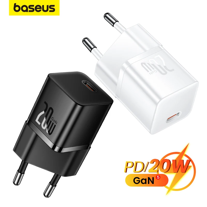 Baseus Mini GaN Charger USB Type C Fast Charger QC PD 3.0 20W Quick Charge USB-C Adapter For iPhone 15 14 13 12 Pro Max iPad Air