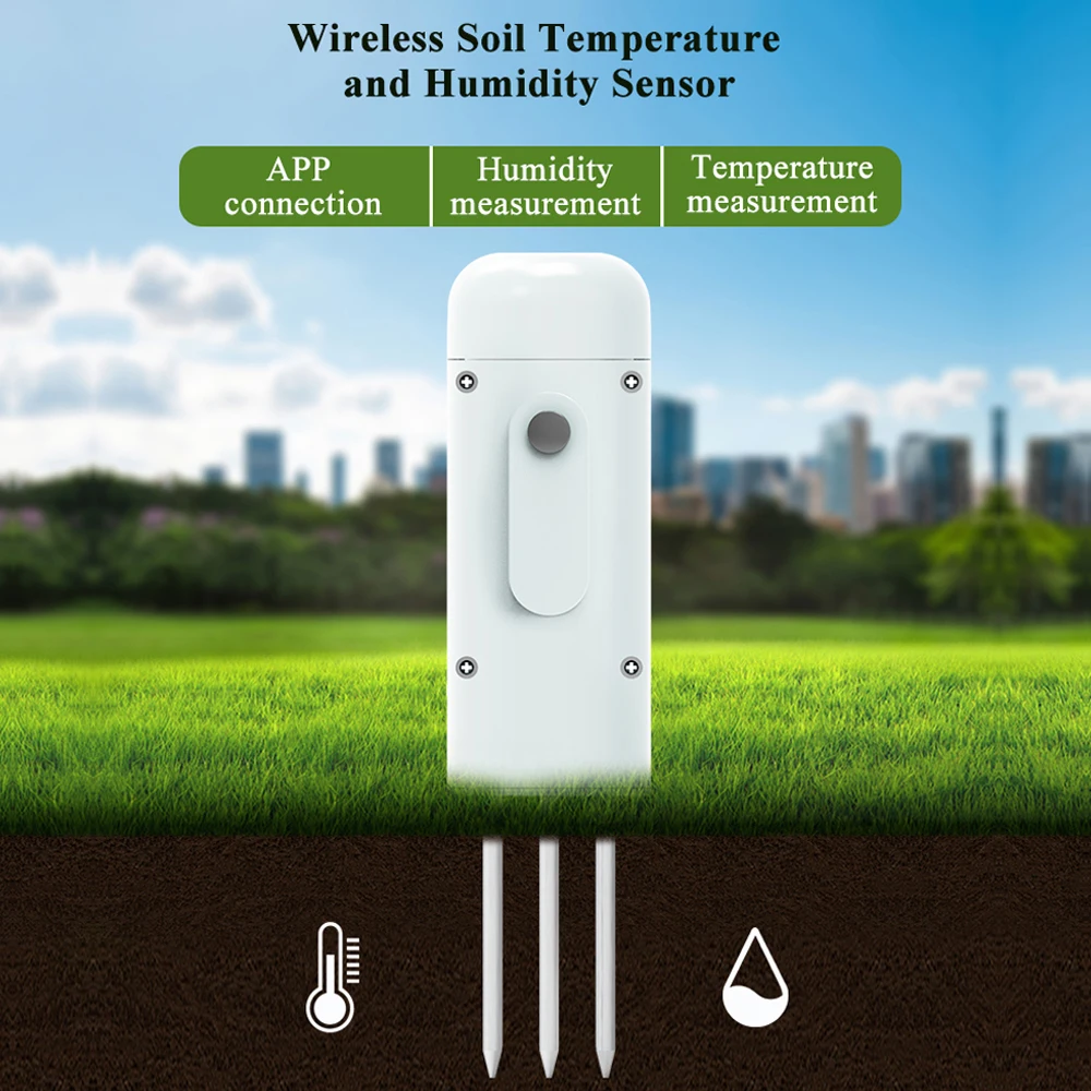 Tuya Zigbee Wireless Soil Intelligent Temperature Humidity Tester Mobilephone APP Real Time IP67 for Garden Farmland Planting