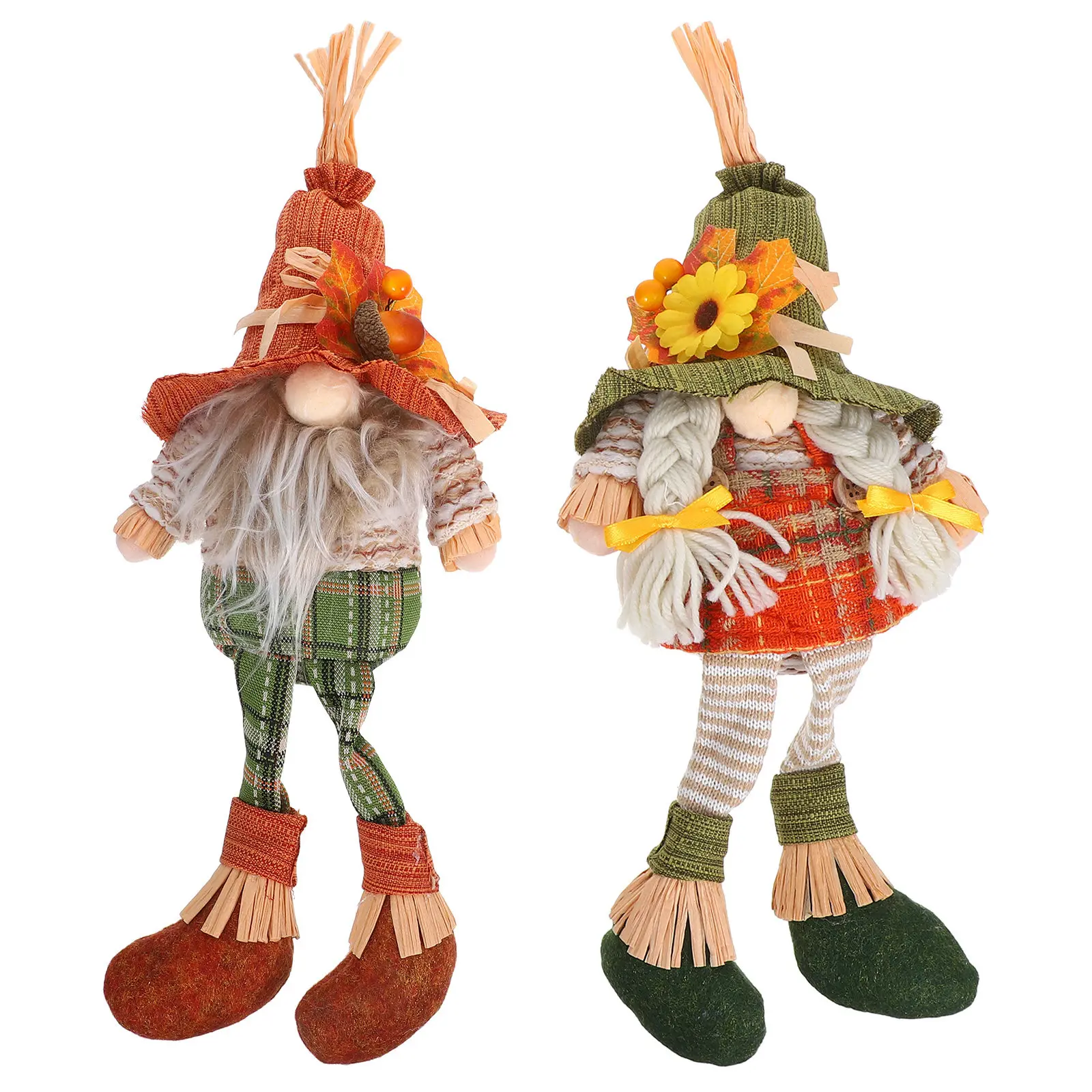 2Pcs Thanksgiving Gnome Decorations Charming Fall Harvest Gnomes Small Hanging Legs Cute Autumn Table Centerpiece Seasonal Home