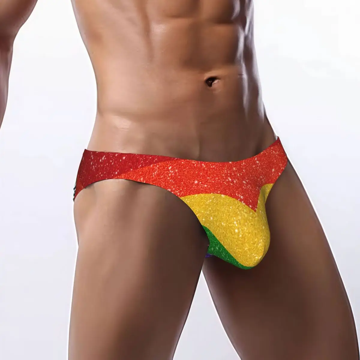 Men's Briefs Sexy Underpants Glitter Rainbow Pride Flag Bikini Underwear Men Panties