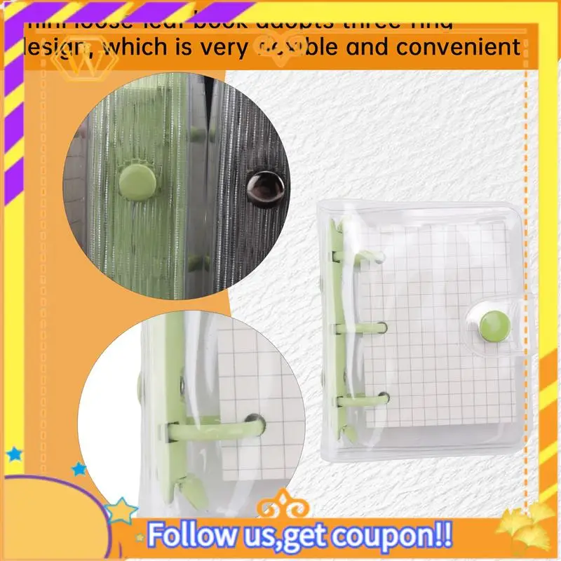 Latest-4 Pack Mini Transparent 3 Ring Binder Covers With Grid Inner Page And 12 Pcs Binder Pockets(3 Pcs/Set)