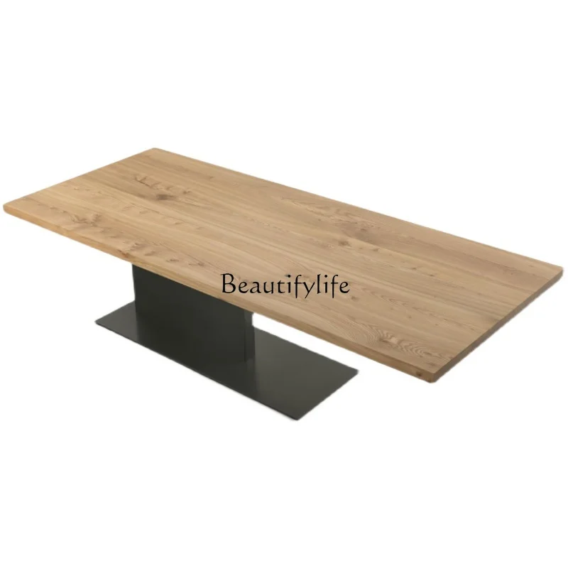 

Nordic modern simple solid wood dining table, living room Zhongdao Taiwan industrial style long table