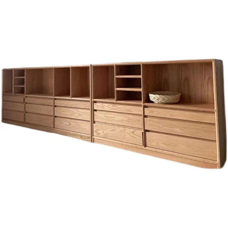 Solid wood bookcase Cherry wood floor-to-ceiling bookcase Multifunctional locker
