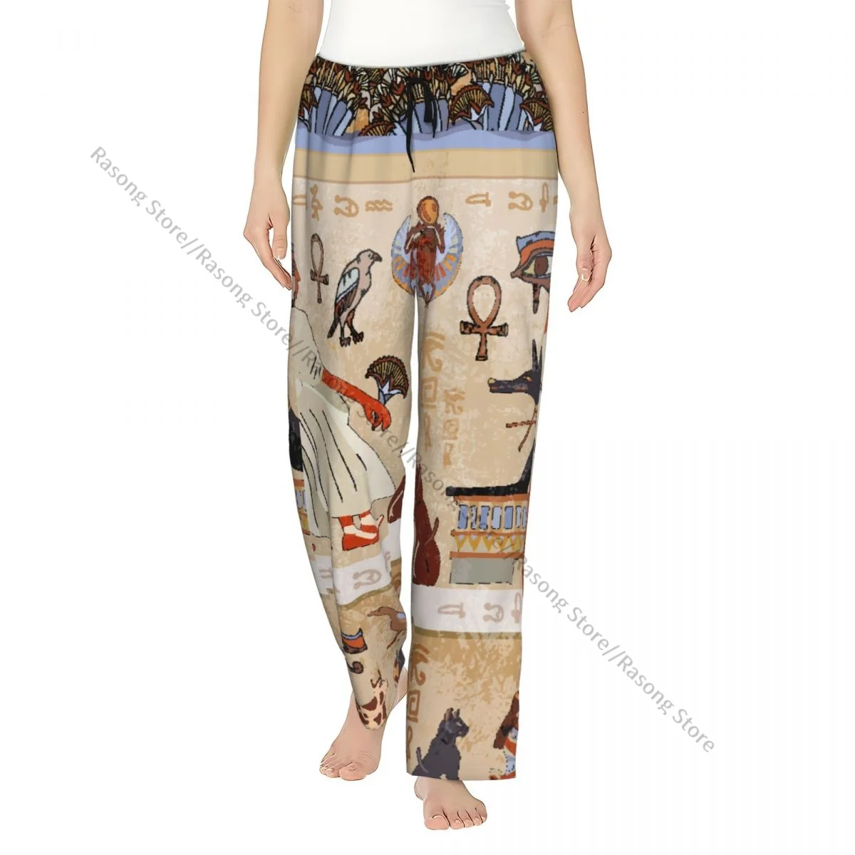

Cozy Flannel Pajama Pants for Women Egyptian Gods And Pharaohs Sleep Bottoms Home Loungewear