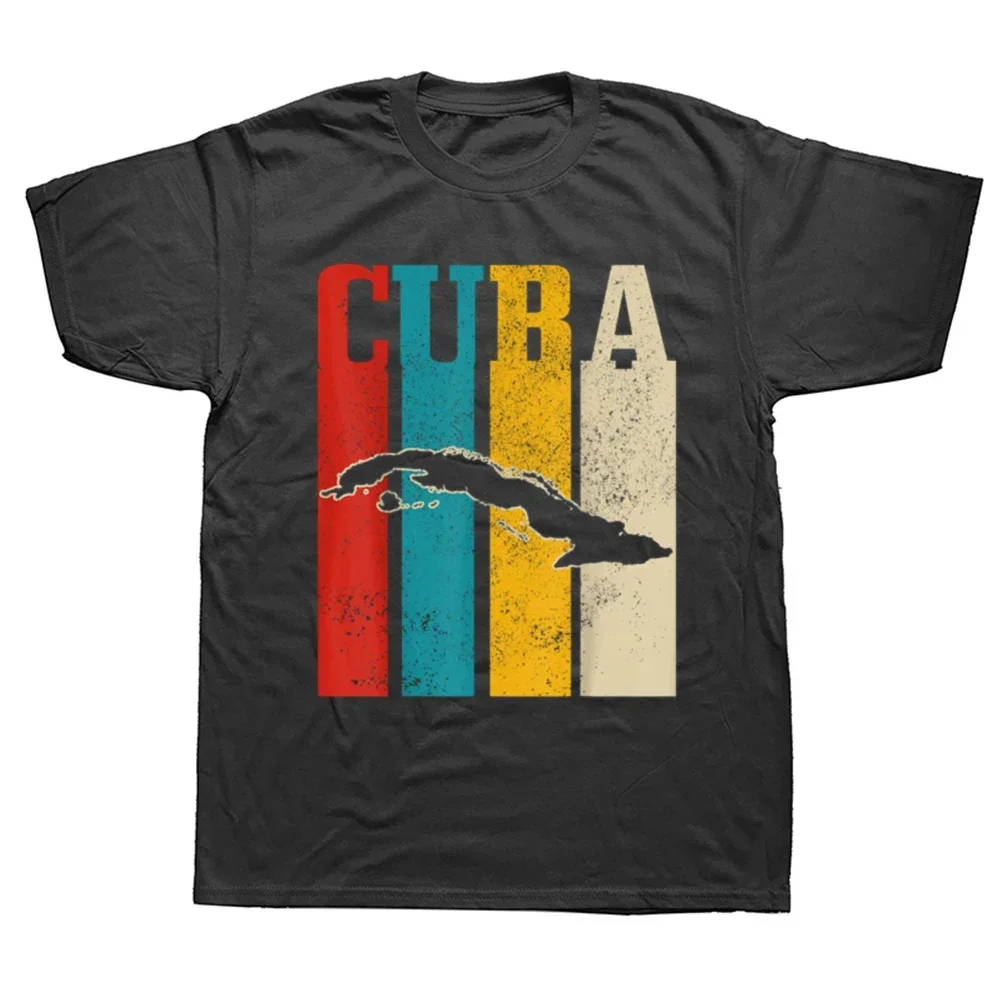 Cuba Vintage Cuban Island Map Vintage T Shirts Graphic Cotton Streetwear Short Sleeve Birthday Gifts Summer Style T-shirt Men