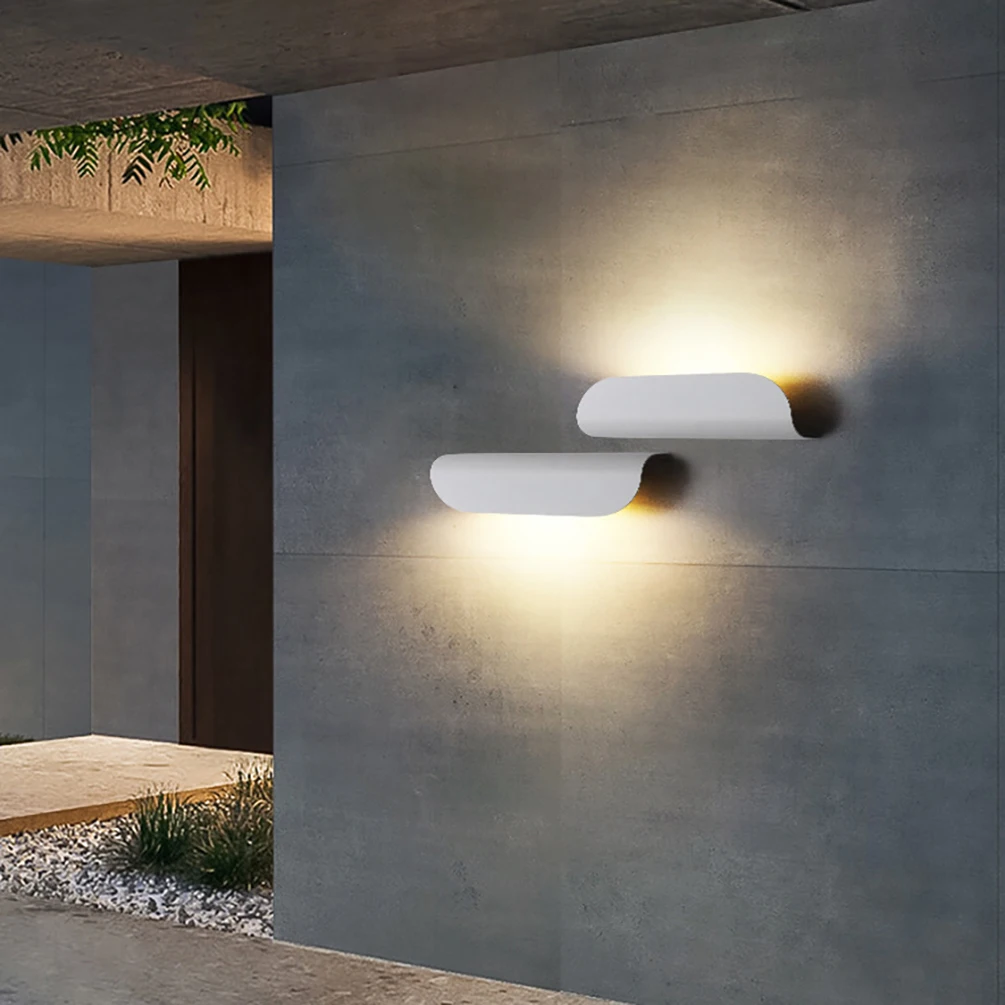 Imagem -03 - Lâmpada de Parede Led Impermeável para Varanda e Jardim Estilo Minimalista Moderno Escudo Preto e Branco Luzes de Alumínio Interior e Exterior Ip65 Ac85265 v 9w