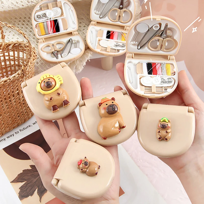 New Cute Cartoon Guinea Pig Sewing Box Portable Household Sewing Storage Box Sewing Kit Set Hand Sewing Needle Box