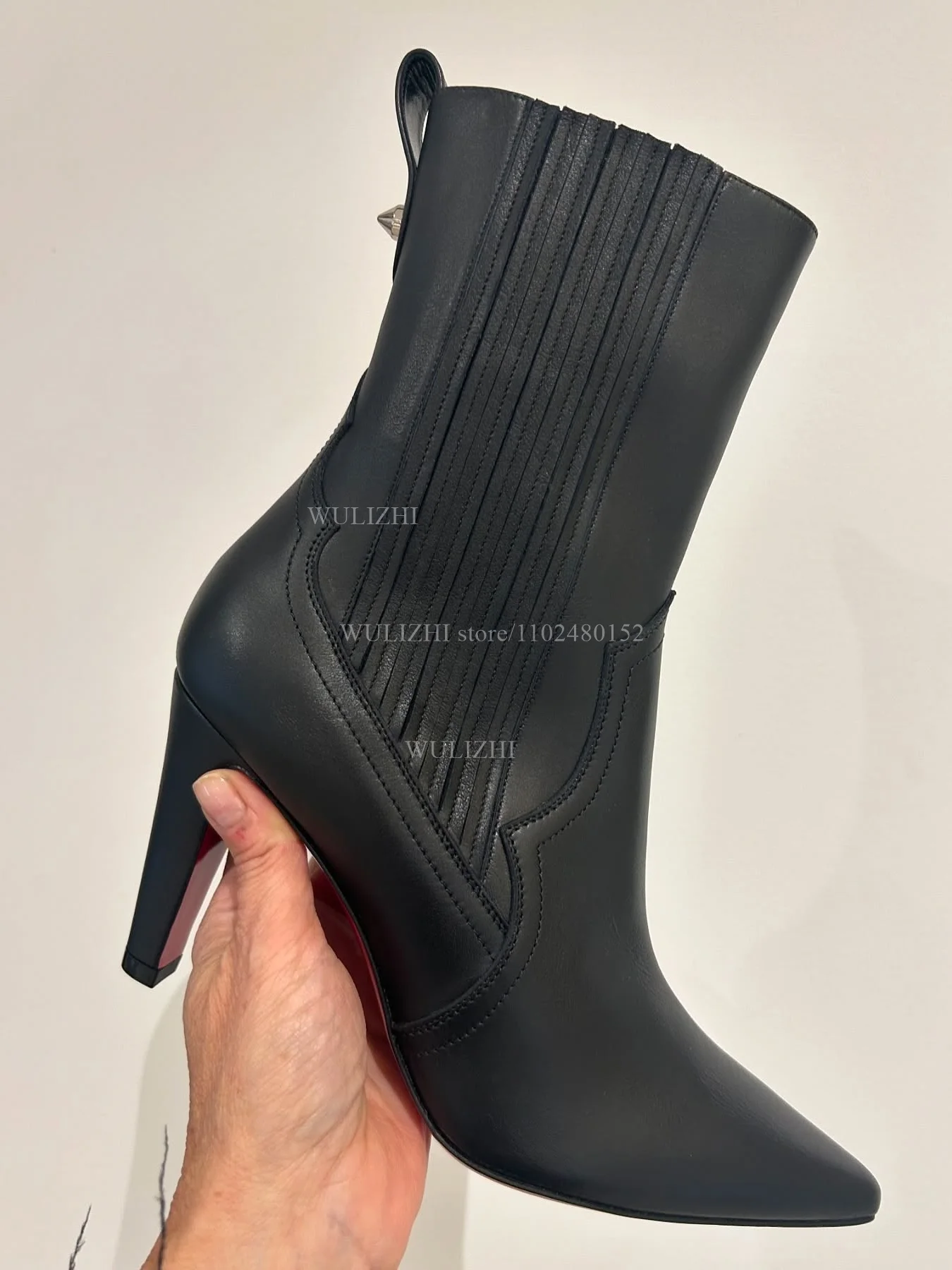 Corduroy Black Light Brown Kitten Heels Boots Calf Women Casual Rear Zipper Pointed Booties Winter Matte Genuine Leather Shoes