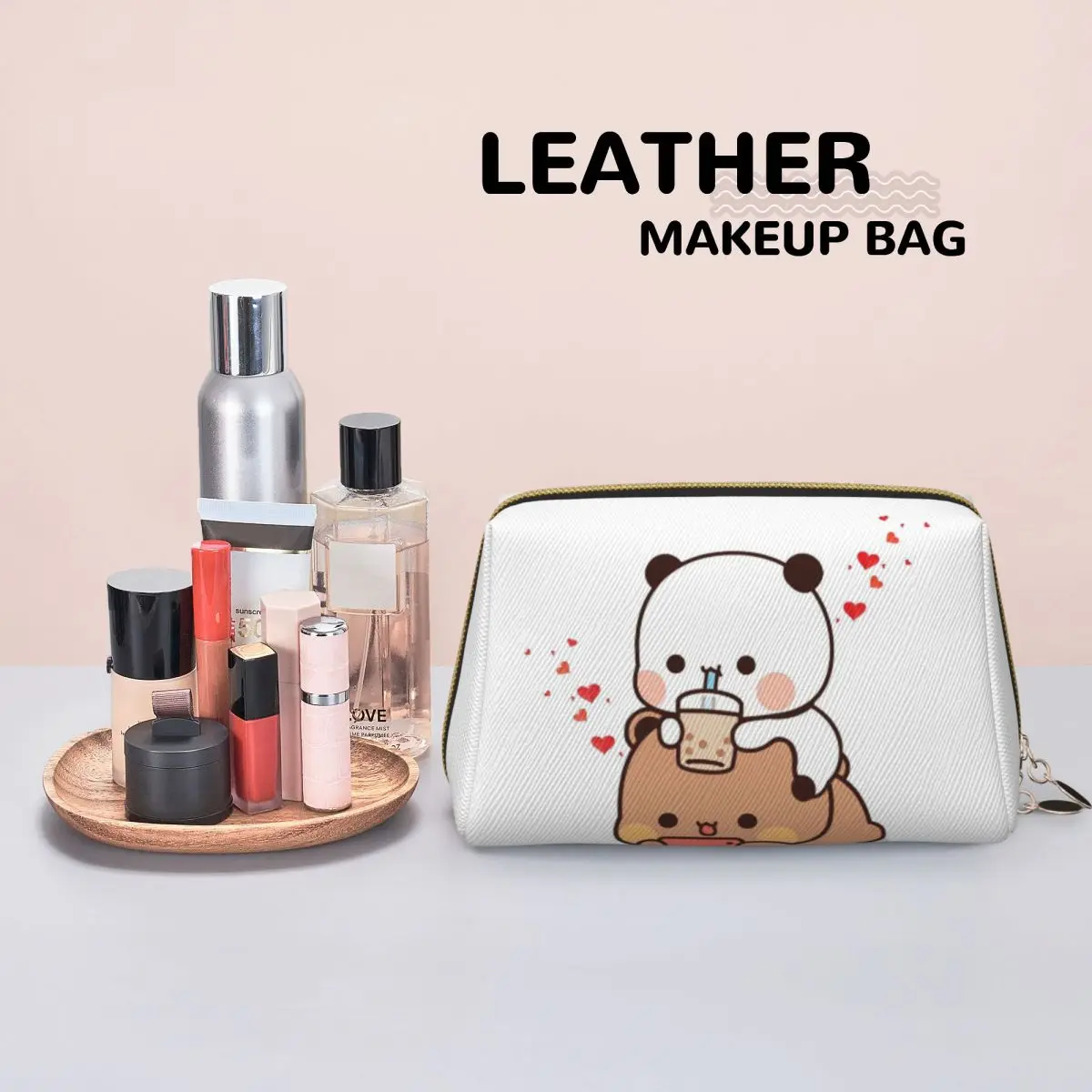 Peach And Goma Bubu Dudu Balloon Women Cosmetic Bags Travel Makeup Organizer Pouch Toiletry Storage Dopp Kit Case