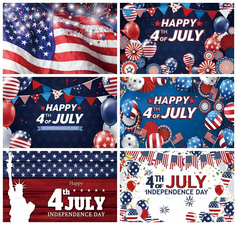 Independence Day Backdrop American Flag 4th of July National Party Photography Memorial Day Stars Background Custom Studio