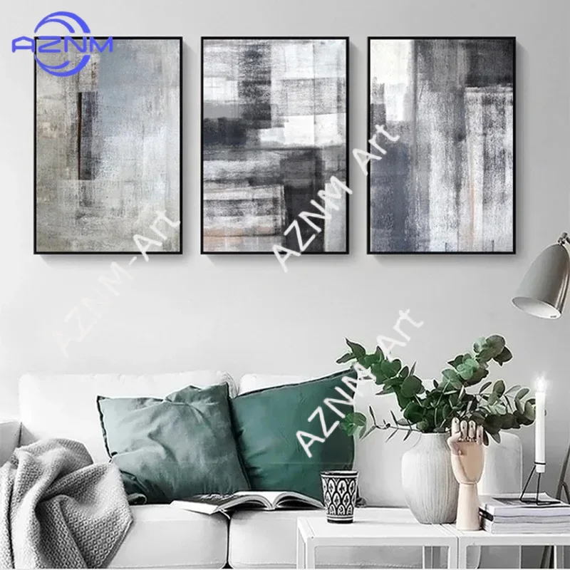 1/3PCS ，Modern Nordic achromatic block like geometric gray frameless decorative wall art gallery poster living room bedroom
