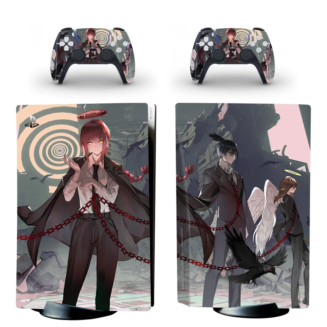 Anime Chainsaw Man PS5 Disc Sticker Decal Cover for Console and 2 Controllers PS5 Disk Skin Vinyl