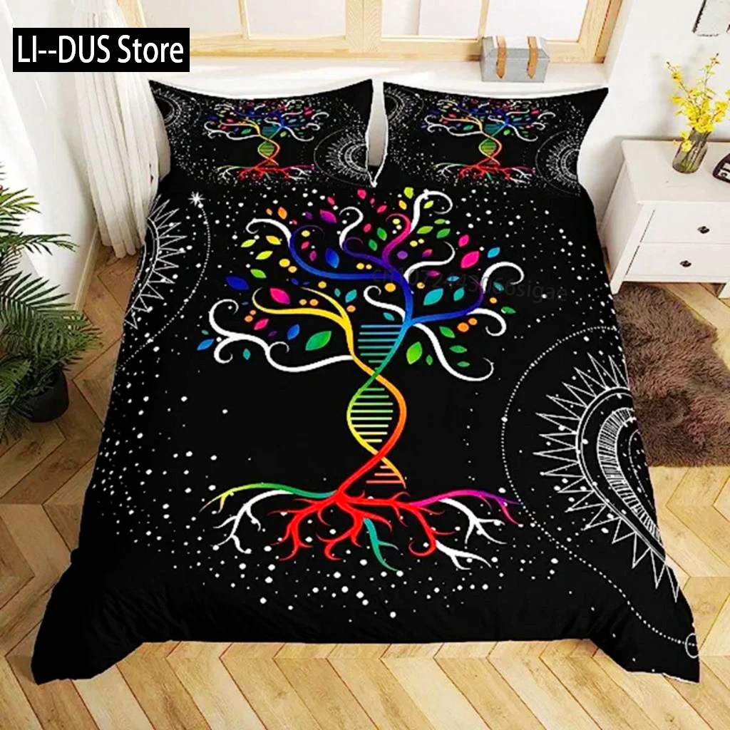 

Duvet Cover Colorful Tree Of Life Bohemian Bedding Set For Adults Child Exotic Skull Moth Comforter Cover Trippy Sun And Moon