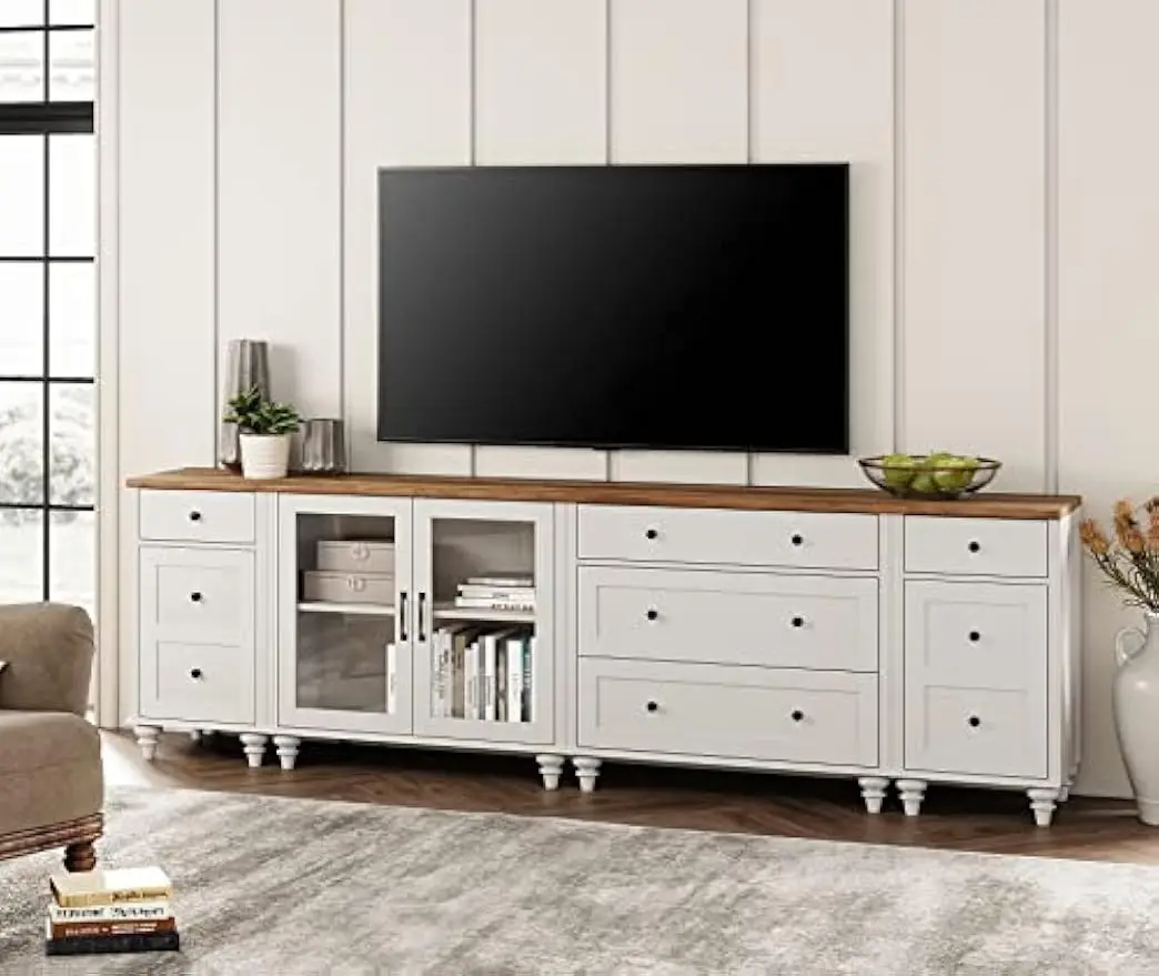 TV Stand for 110 Inch TV, Media Console,5 Drawers and 4 Storages, TV Console Table for 100 90 85 inch TV，Entertainment Center