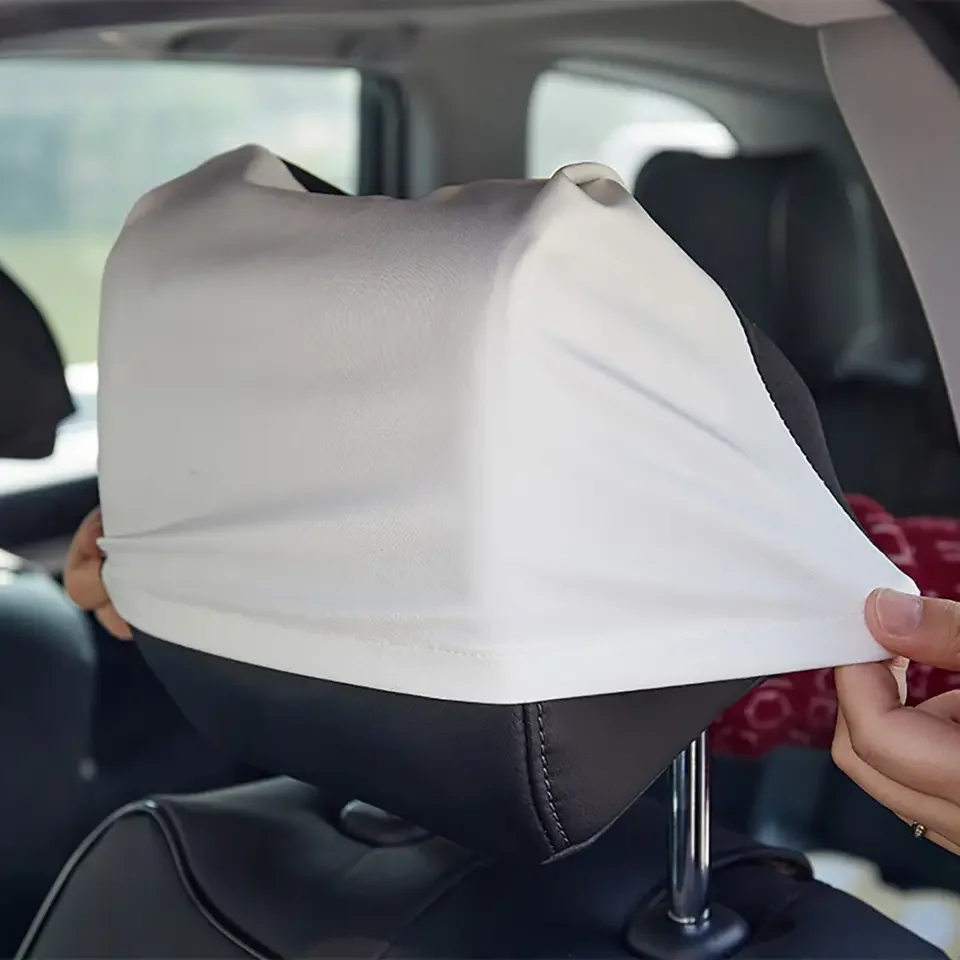 10 pcs Sublimation Blank Car Head Rest Cover Polyester Sustainable Use Universal Fits To All  Models For Diy Photo Print