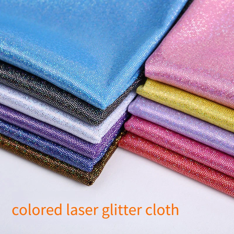 Laser-Pailletten-Glitzerstoff, Polsterung nach Meter für Kostüm, Bühnendekoration, DIY-Nähtuch, weich, dünn, glänzend, rosa, blau, weiß