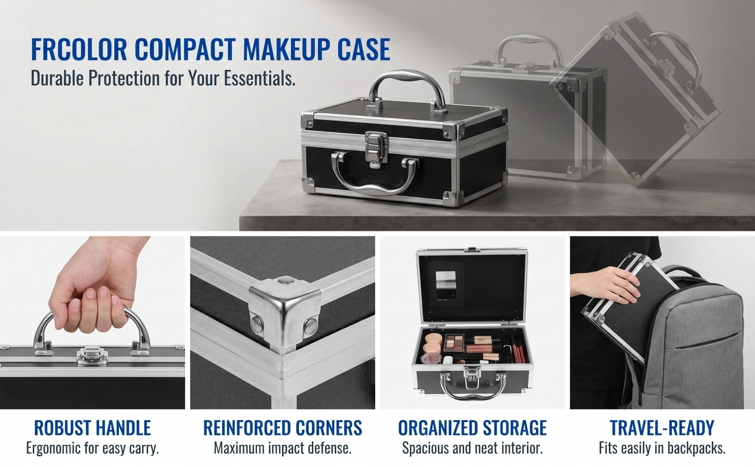 Premium Aluminum Alloy Makeup Case Organizer Travel Box Portable Lightweight Stylish Design for Beauty Enthusiasts