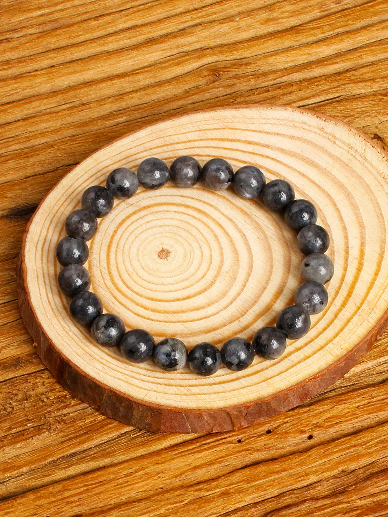 Natural Black Labradorite & Agate Stone Bead Bracelet for Energy Balance Courage Boosting & Calming Aura Healing Crystal Jewelry