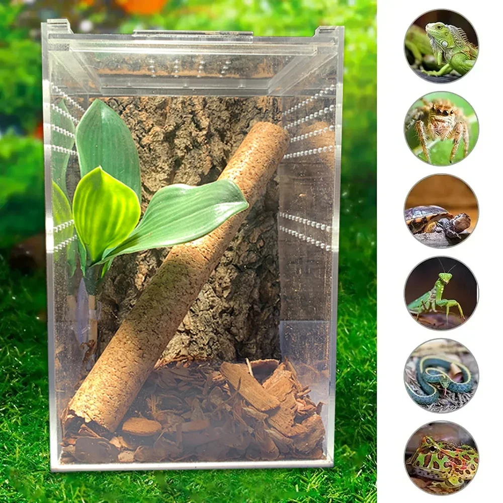 Transparent Acrylic Reptiles Breeding Box Spider Lizard Amphibian Terrarium Leak-proof Pets Habitat Arboreal Tarantula Enclosure