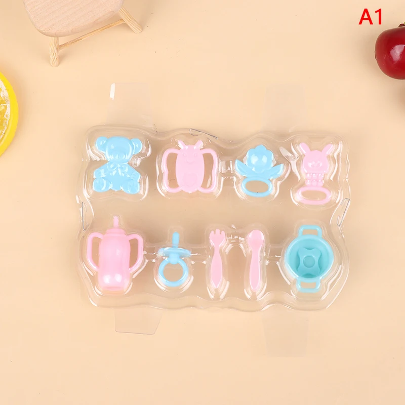 9pcs/set Mini Doll Pacifier Baby Tableware Set Play House Supplies Dummy Nipples For Dolls Kids Toy Baby Pacifier Accessories