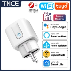 TNCE TUYA Smart Plug WiFi or Zigbee3.0 Socket EU 16A/20A Power Monitor Timing Function Voice Control Work With Alexa Google Home