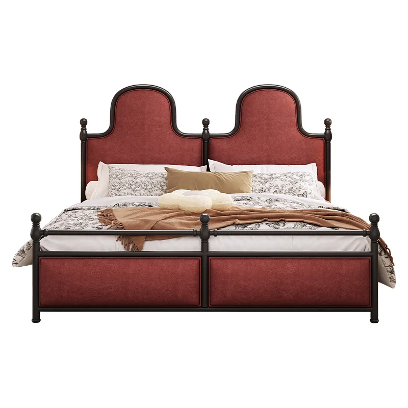 

Solid wood bed simple 1.8 meters bed, French retro medieval double bedroom princess light luxury soft bag