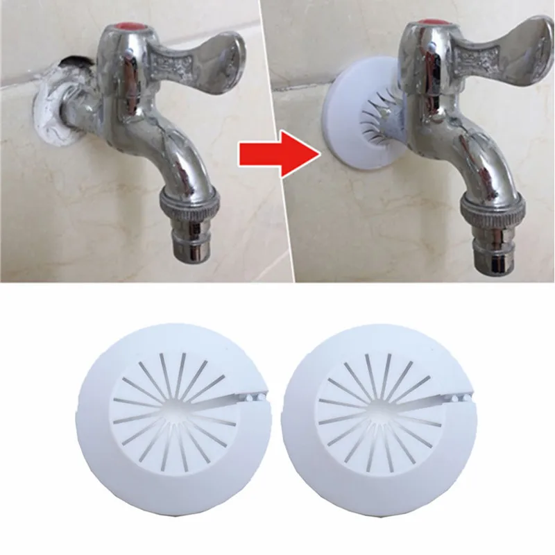 2pcs Plastic Wall Hole Duct Cover Shower Faucet Angle Valve Pipe Plug Decoration Cover Snap-on Plate Kitchen Faucet Accessories