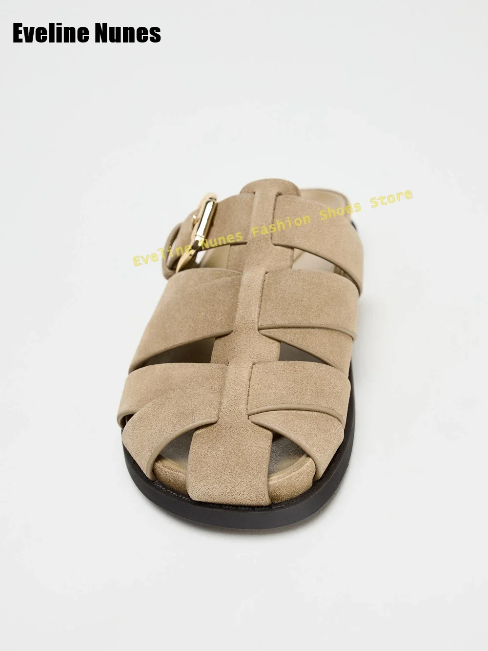 Woven Cut Out Shallow Khaki Slippers Round Toe Flat with Retro Women Casual Mules Solid Slip On Concise Summer 2025 New Arrivals