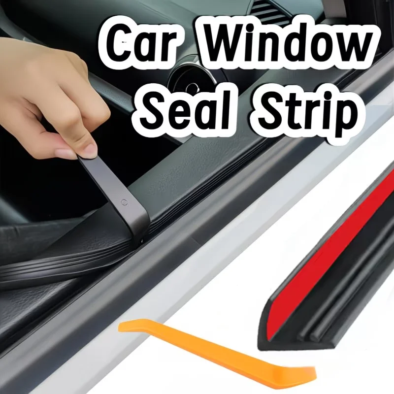 4m Multifunctional Car Window Sealing Strip with 1 Pry Bars, Heavy-Duty Rubber Door & Window Insulation Strip, Dustproof Noise