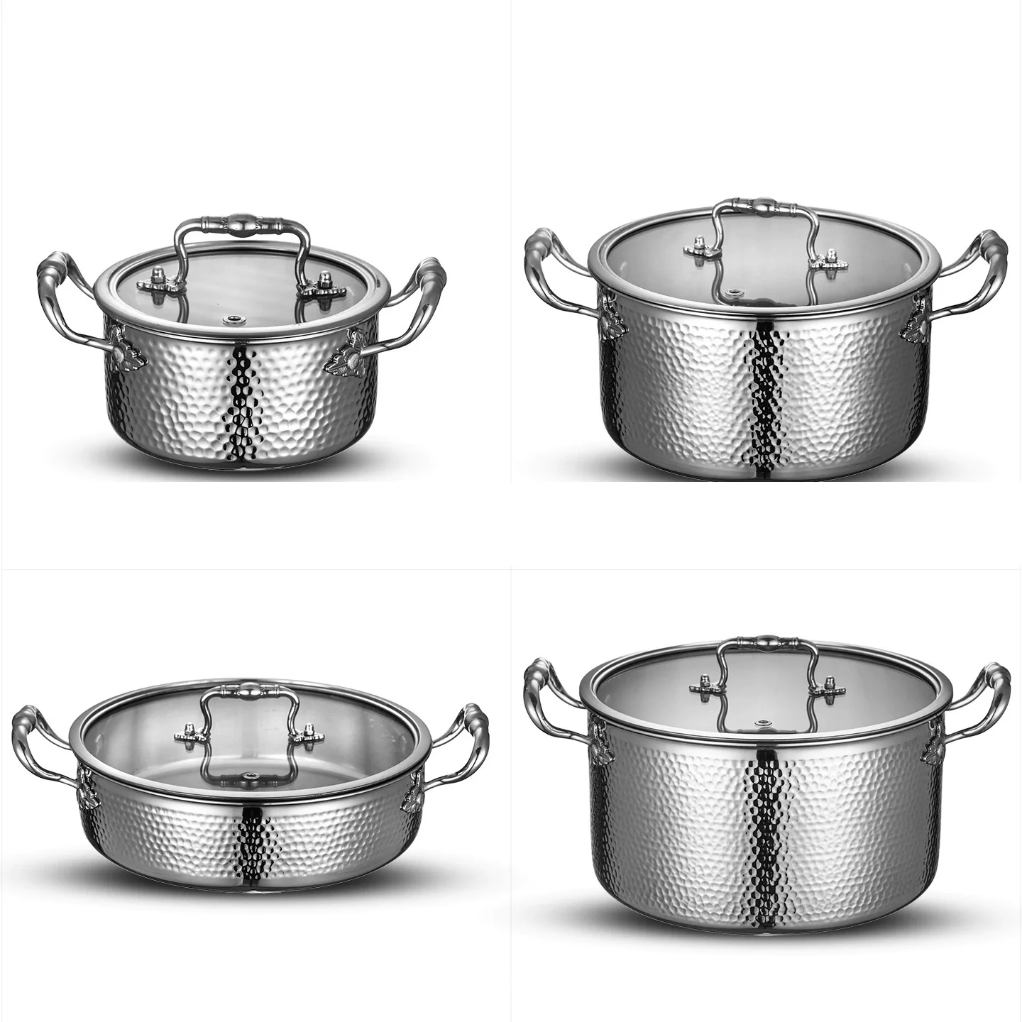

manual hammer printing pot 3-layer steel clear soup pot 304 stainless steel thick hot pot