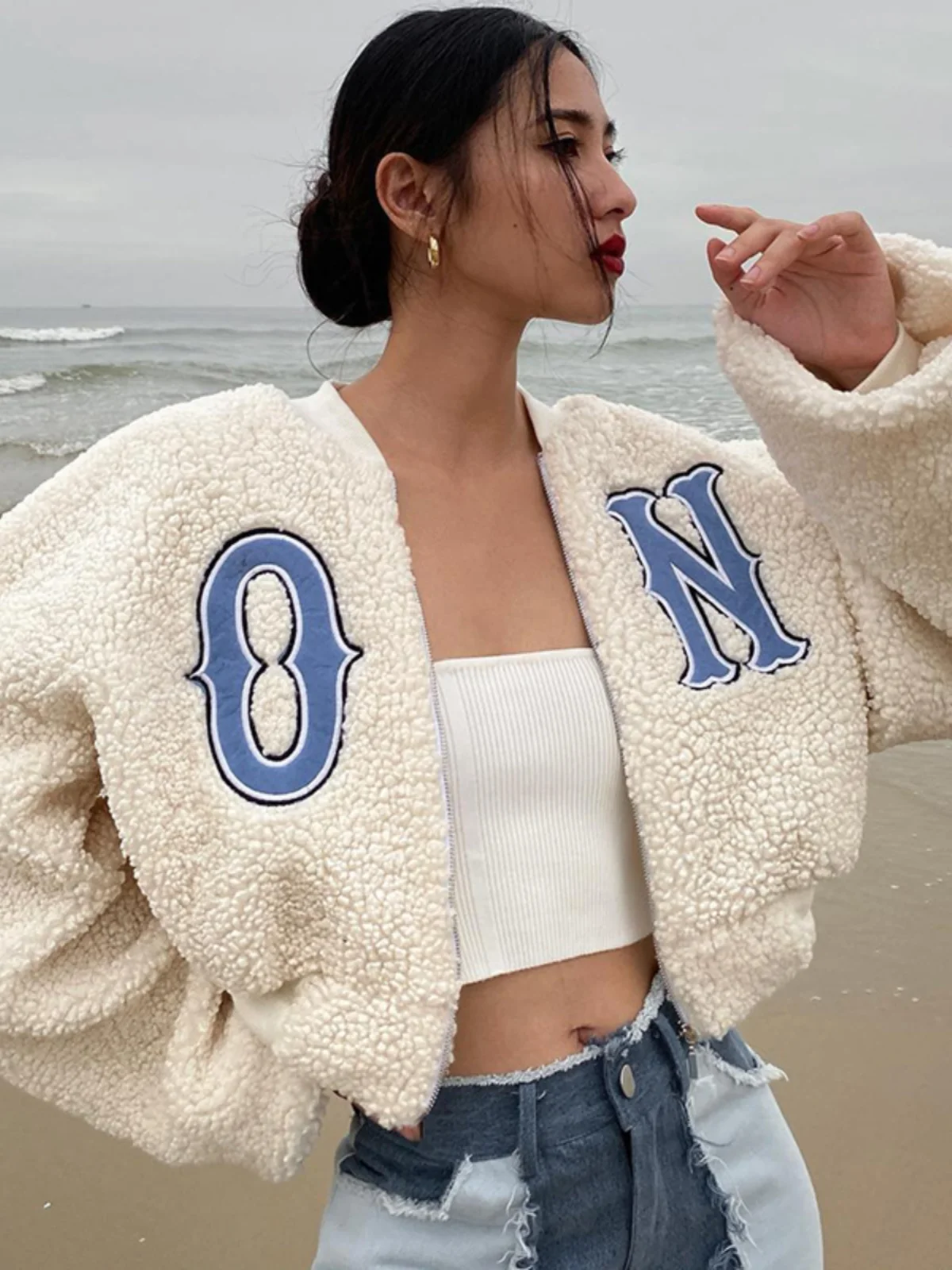 

Sweaters Jumpers Cardigans Womens Femme Oversize Cotton Acrylic Colorblock Design Loose Fit Campus Life Casual Youth Trendy Fun