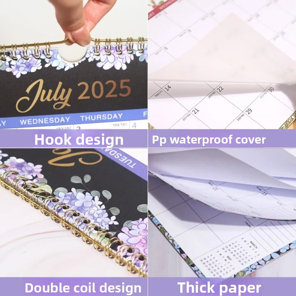 Kreativer Wandkalender, monatliches Layout, dicker Papier-Hängekalender, geräumig, mit wasserdichter Abdeckung, 18-Monats-Kalender für den Heimgebrauch