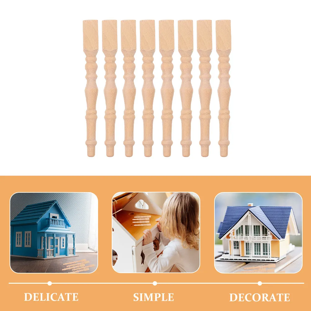 8Pcs Mini Wooden Table Legs 1 12 Scale Dollhouse Furniture Parts Fairy Garden Accessories Wooden Fairy Garden Ornaments - view 4