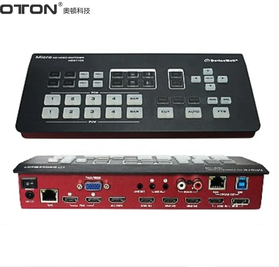 

OTON A13 Super Stream Live Stream Video Switcher (4 HD-MI+1 DP)SDI Input DVD Output MIX /FADE Effects Switching VS HDS7105