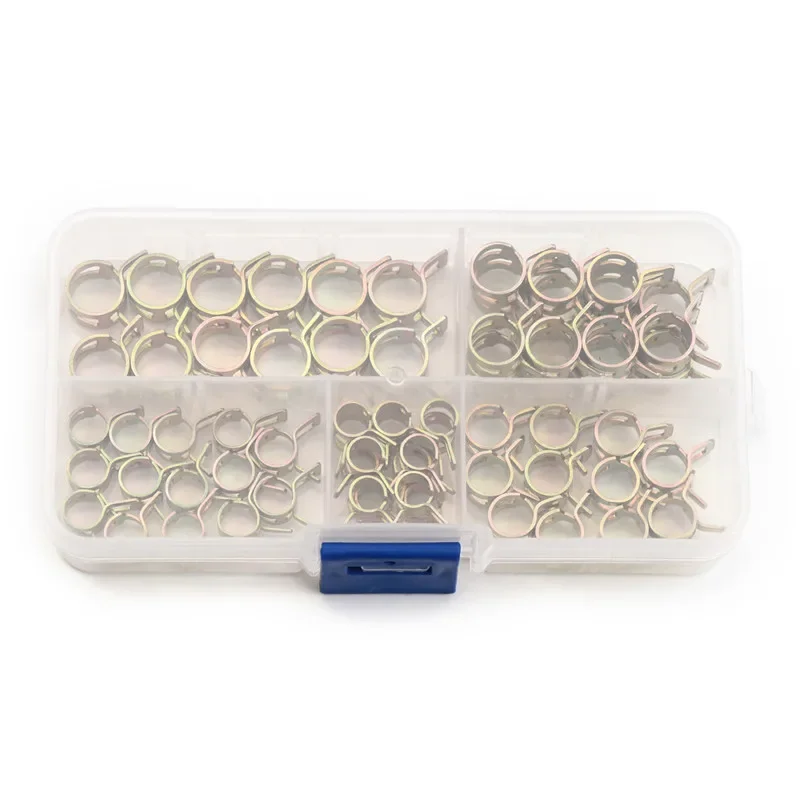 Colliers de serrage à ressort zingués, 75 pièces, 6-10mm, clips de fixation pour tubes et tuyaux, pour connexion de conduites d'air et d'eau et fixation de pipelines