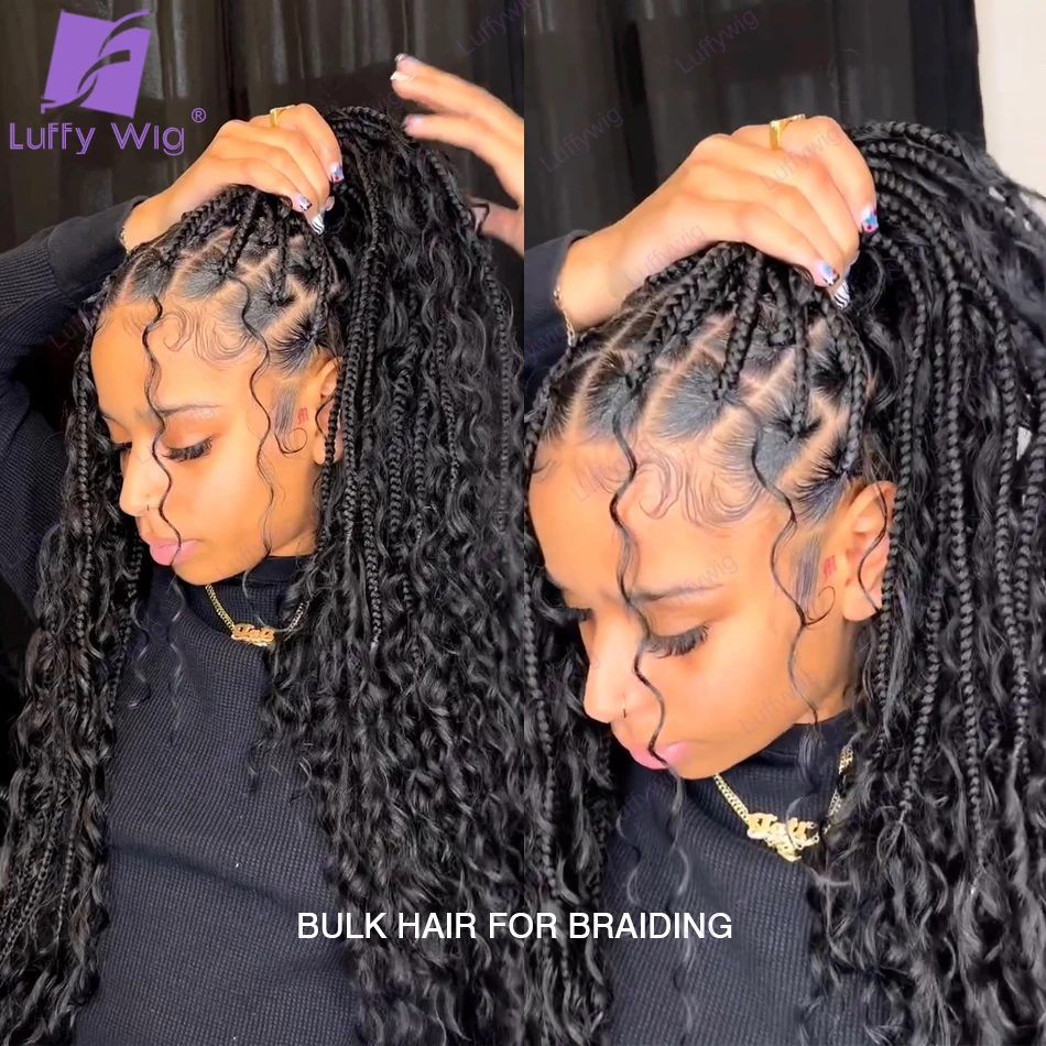 Bundles de cheveux bouclés pour tressage, vague profonde, cheveux humains bouclés, sans trame, double proximité, bouts complets, tresses Boho