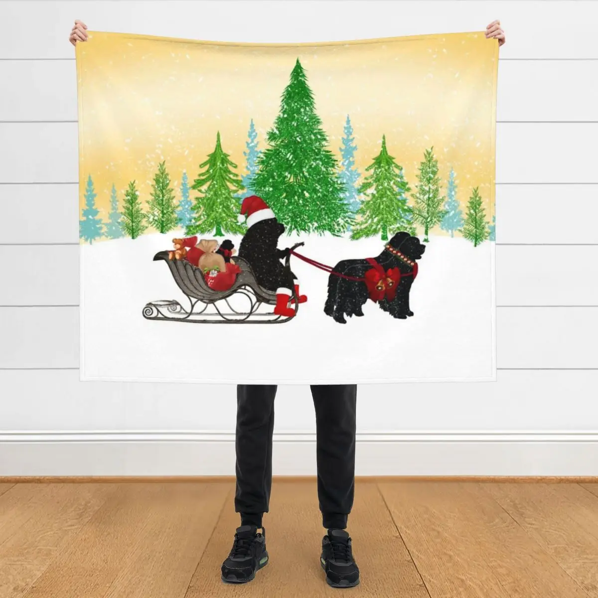 

Newfoundland Dog Christmas! Throw Blanket Beautifuls Fashion Sofas Sleeping Bag Camping Blankets